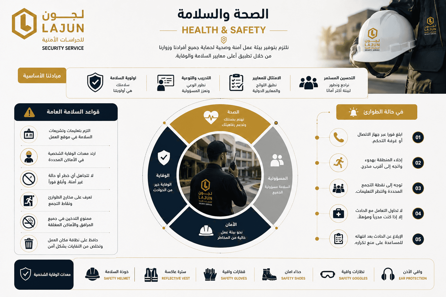 التزام مهني بمعايير السلامة في جميع مواقع العمل